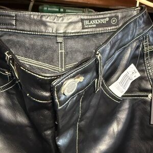 Blank NYC women Baxter Black Leather-Look Skinny Jeans